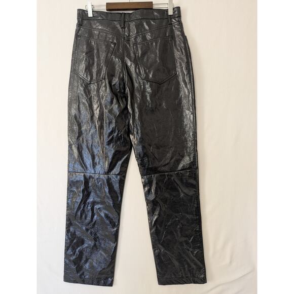 Abercrombie & Fitch 90s Straight Ultra High Rise Vegan Leather Pants Black 31/12 - Picture 3 of 11